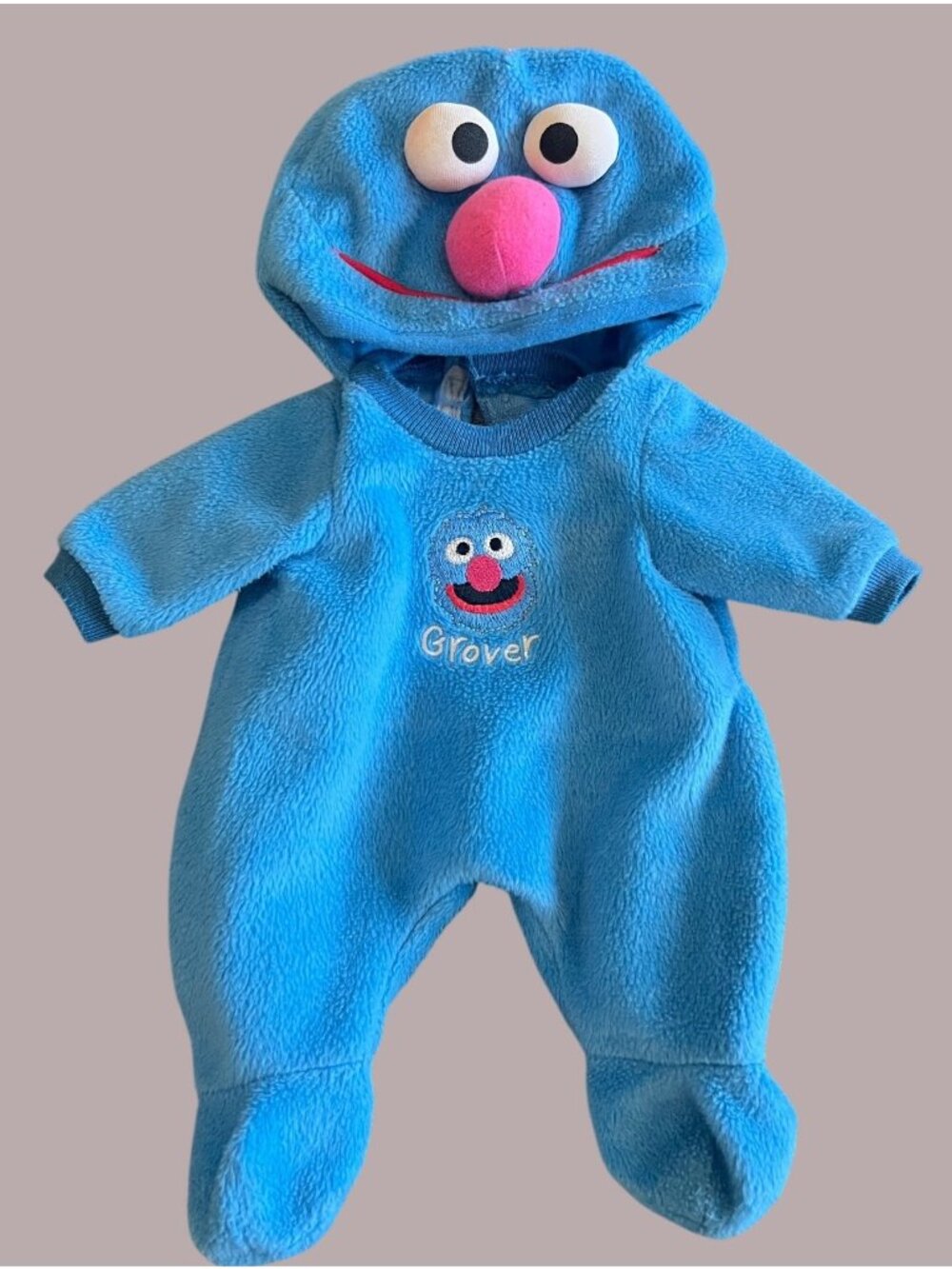 Sesame Street Grover Infant Costume Hooded Fleece Pajamas 15" doll Outfit
